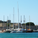 Rhodes Harbour with Medieval Town in the Background